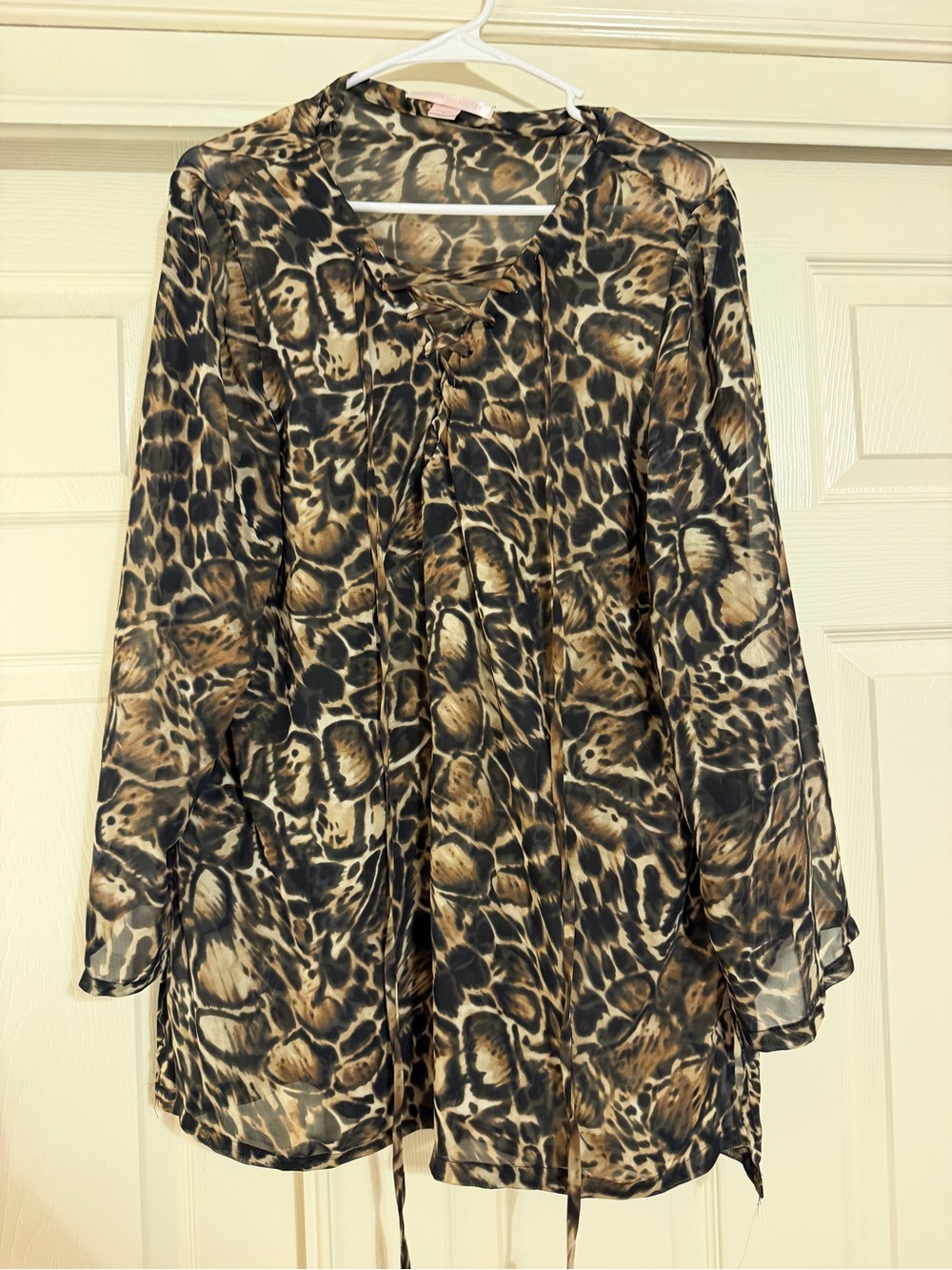Victoria's Secret Long Sleeve Leopard Animal Print Tunic Blouse Size SMALL VTG